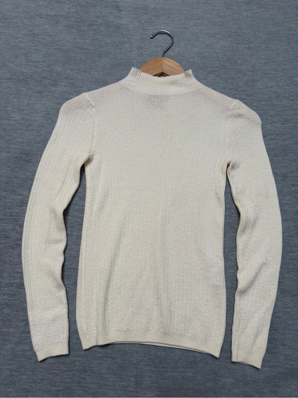 Falconeri Sz XS Cashmere Sweater Ribbed Cream Mock Neck